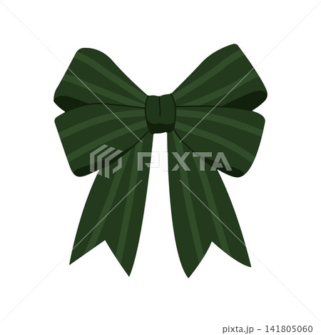 Green striped ribbon bow festive gift wrap decor vector isolated on white Green striped ribbon bow festive gift wrap decor vector isolated on white 141805060