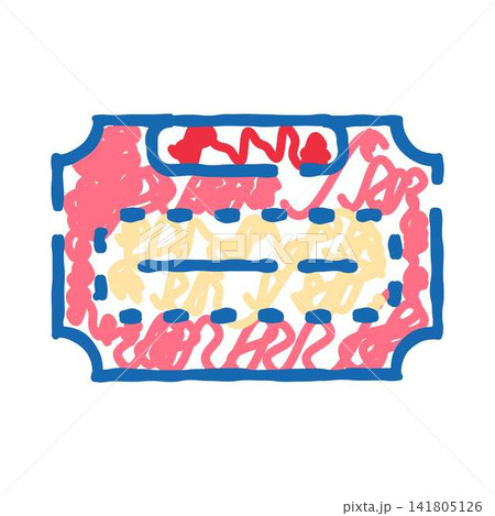 Ticket icon illustrating admission to an entertainment event 141805126