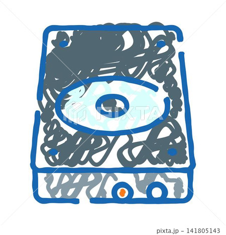 Hard disk drive doodle icon illustrating digital data storage Hard disk drive doodle icon illustrating digital data storage 141805143