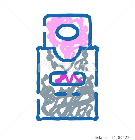 Cardboard box with a cutout hole doodle icon 141805276