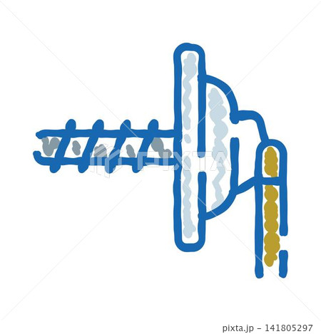 Screw press machine processing material doodle icon 141805297
