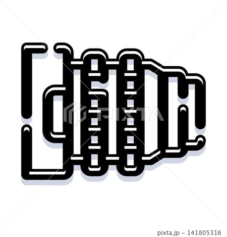 Camera lens line art illustrating photography equipment technology 141805316