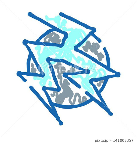 Abstract dynamic energy sphere with lightning doodle design Abstract dynamic energy sphere with lightning doodle design 141805357