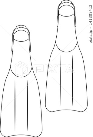 Swimming Fins Outline Icon Illustration on Transparent Background Swimming Fins Outline Icon Illustration on Transparent Background 141805412