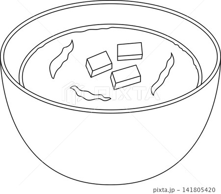 Miso Soup Outline Icon Illustration on Transparent Background Miso Soup Outline Icon Illustration on Transparent Background 141805420