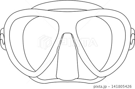 Diving Mask Outline Icon Illustration on Transparent Background 141805426
