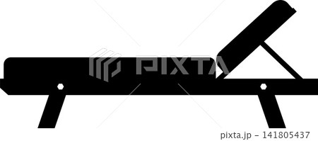 Sun Lounger Cushion Silhouette. Black and White Icon Design Elements on Isolated White Background 141805437