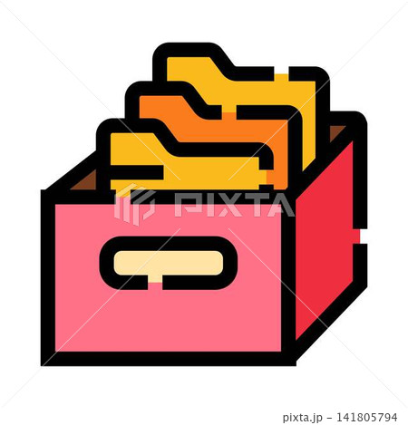 Box holding file folders for document organization and data management Box holding file folders for document organization and data management 141805794
