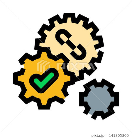 Automation gears with chain link and check mark Automation gears with chain link and check mark 141805800