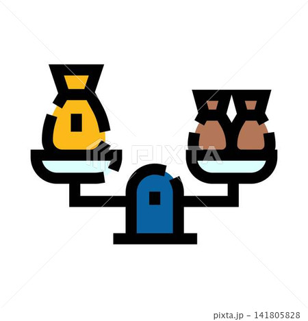 Weighing money bags finding financial balance and equality Weighing money bags finding financial balance and equality 141805828
