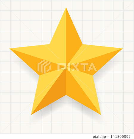 Golden Origami Star on Notebook Grid Background, Geometric Paper Symbol of Rating, Quality, Success, Award and Achievement Golden Origami Star on Notebook Grid Background, Geometric Paper Symbol of Rating, Quality, Success, Award and Achievement 141806095