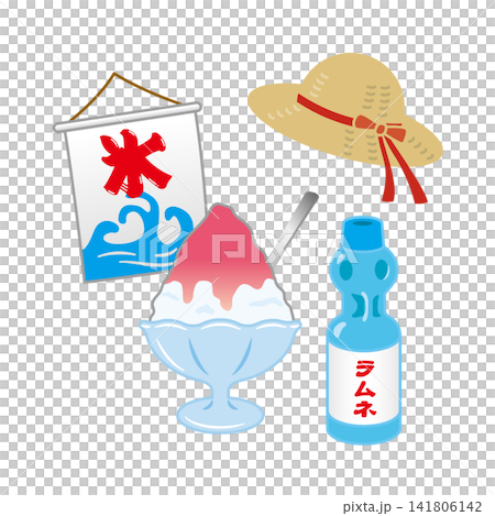 刨冰、彈珠汽水和草帽(插圖) 刨冰、彈珠汽水和草帽(插圖) 141806142