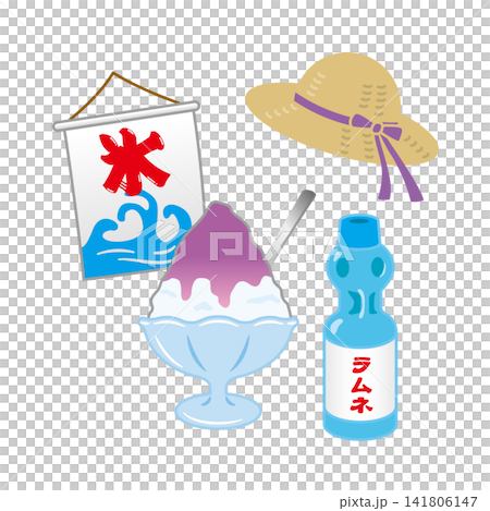 刨冰、彈珠汽水和草帽(插圖) 刨冰、彈珠汽水和草帽(插圖) 141806147