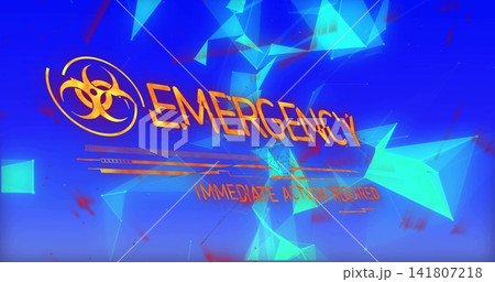 Showing emergency alert pulsing on UI screen, with orange biohazard, EMERGENCY, IMMEDIATE ACTION 141807218