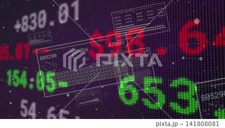 Displaying large green 653 and red dollar sign on virtual trading dashboard with HUD panels Displaying large green 653 and red dollar sign on virtual trading dashboard with HUD panels 141808081