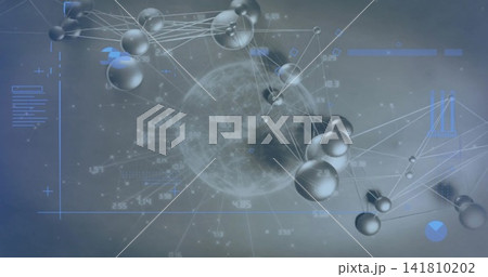 Rendering metallic nodes and translucent globe in virtual HUD, with thin links and numeric labels Rendering metallic nodes and translucent globe in virtual HUD, with thin links and numeric labels 141810202