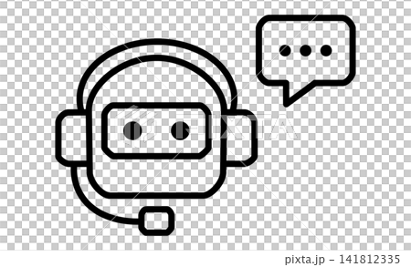 AIアシスタントと会話するチャットサポートのシンプルアイコン 141812335