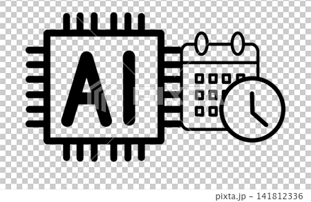 人工知能を活用したスケジュール管理と時間管理のシンプルアイコン 141812336
