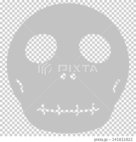 グレーのデフォルメされたドクロのイラスト 141812822