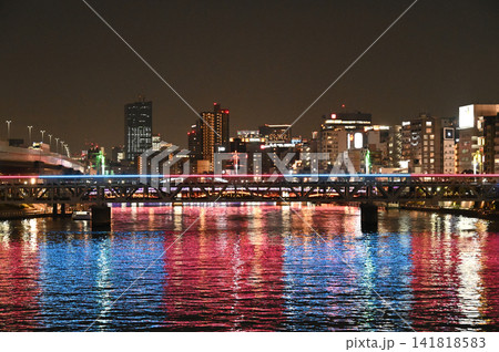 東京夜景 浅草界隈 隅田川 東京夜景 浅草界隈 隅田川 141818583