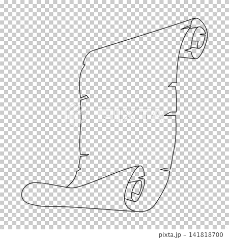 スクロール、巻物、古い紙、巻いた紙、イラスト、線画 141818700