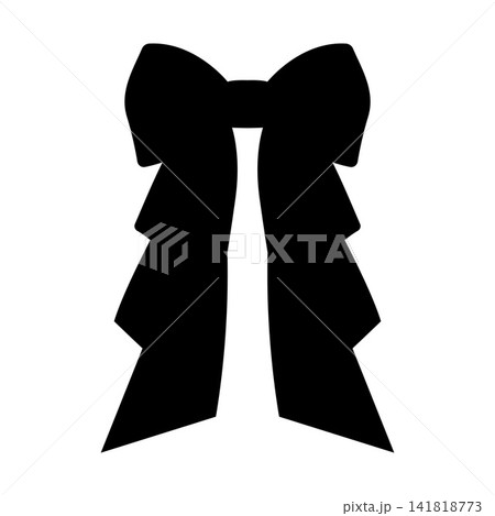 Ruffled layered black bow silhouette vector graphic for elegant package decor 141818773