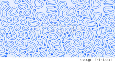 Blue organic seamless pattern with irregular wavy shapes and lines Blue organic seamless pattern with irregular wavy shapes and lines 141818831