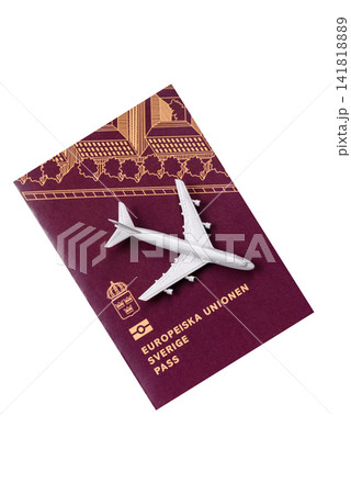 Sweden, swedish passport or id document with tickets for flight, travel. Swedish passport Sweden, swedish passport or id document with tickets for flight, travel. Swedish passport 141818889