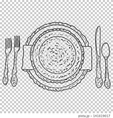 Elegant Wedding Plate Line Drawing Elegant Wedding Plate Line Drawing 141819017