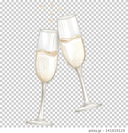 Elegant Watercolor Wedding Champagne Glasses Elegant Watercolor Wedding Champagne Glasses 141819129
