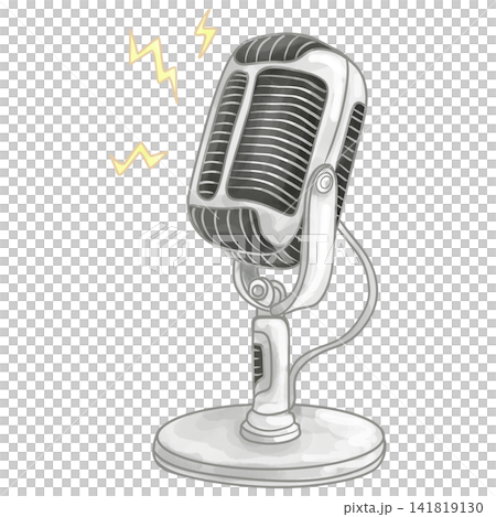 Retro Microphone Watercolor Illustration Retro Microphone Watercolor Illustration 141819130