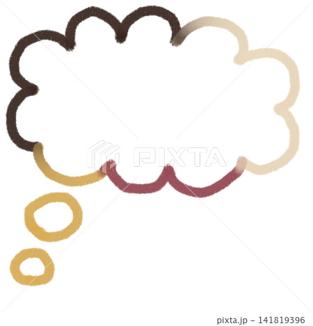 こげ茶とワインレッドのグラデーションで描いた手描きのモクモク吹き出し 141819396