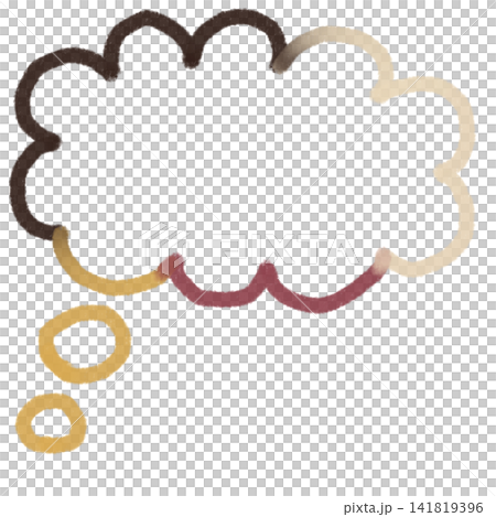 こげ茶とワインレッドのグラデーションで描いた手描きのモクモク吹き出し 141819396