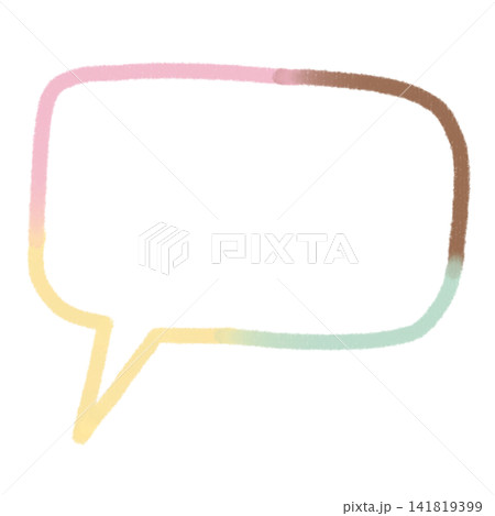 ピンクとミントグリーンのグラデーションで描いた手描きの角丸吹き出し 141819399