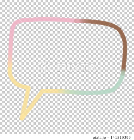 ピンクとミントグリーンのグラデーションで描いた手描きの角丸吹き出し 141819399