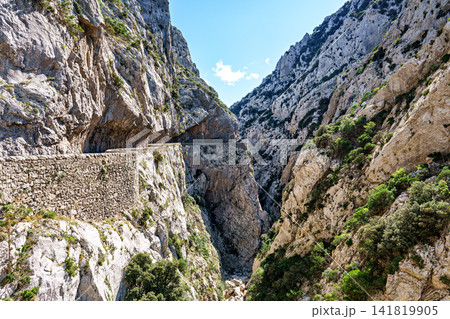 The amazing Gorges de Galamus, Galamus Gorge, Aude, Eastern Pyrenees - Languedoc Roussillon, France. The amazing Gorges de Galamus, Galamus Gorge, Aude, Eastern Pyrenees - Languedoc Roussillon, France. 141819905