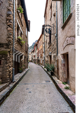 Street scene in the historic, scenic Villefranche de Conflent, France in the Catalonia Region. Street scene in the historic, scenic Villefranche de Conflent, France in the Catalonia Region. 141819924