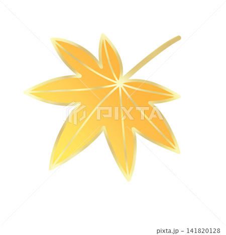 金枠で縁取った豪華な黄色い紅葉のイラスト素材 141820128