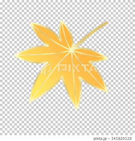 金枠で縁取った豪華な黄色い紅葉のイラスト素材 141820128