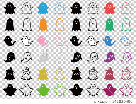 Colorful ghost icon set Colorful ghost icon set 141820490