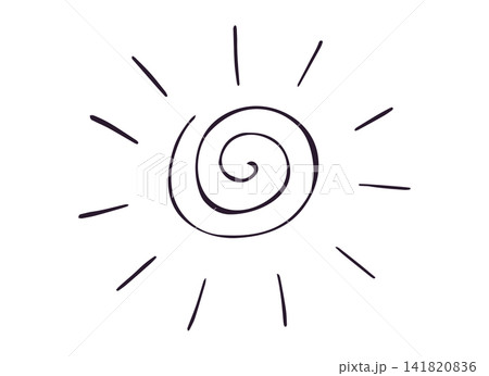 Sun Spiral Hand Drawn Doodle Outline Isolated on White Background Sun Spiral Hand Drawn Doodle Outline Isolated on White Background 141820836
