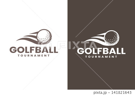 Sporty Golf Ball with Swoosh Trail Logo for Golf Tournament and Sports Club 141821643