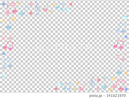 彩色音符角部設計(水彩) 彩色音符角部設計(水彩) 141821970