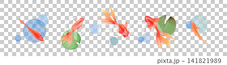 金魚與夏季金魚水彩插畫框 金魚與夏季金魚水彩插畫框 141821989