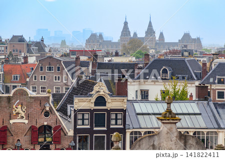 View of the rooftops and buildings of Amsterdam, the capital of the Netherlands 141822411
