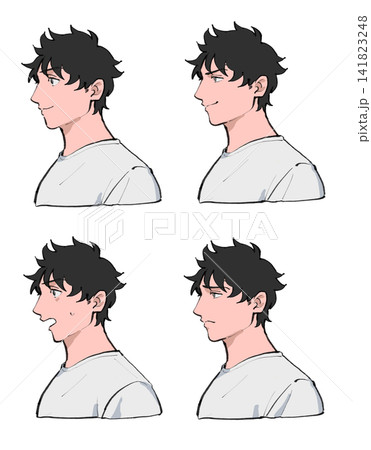 男性の横顔 表情イラストセット 男性の横顔 表情イラストセット 141823248