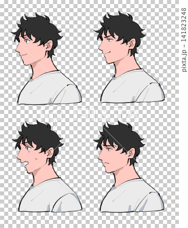 男性の横顔 表情イラストセット 男性の横顔 表情イラストセット 141823248
