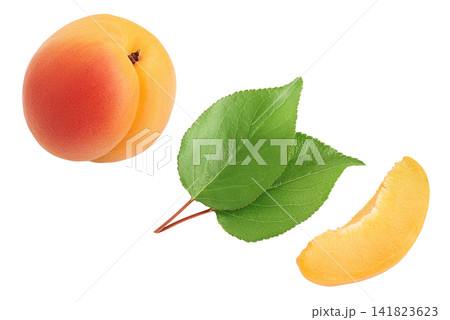 apricot fruit isolated on white background. Clipping path and full depth of field apricot fruit isolated on white background. Clipping path and full depth of field 141823623