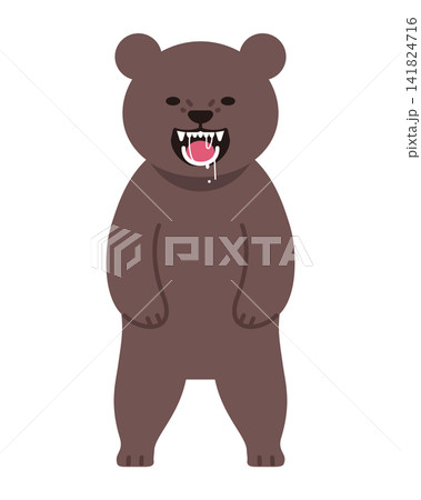 凶暴そうなヒグマのイラスト 141824716