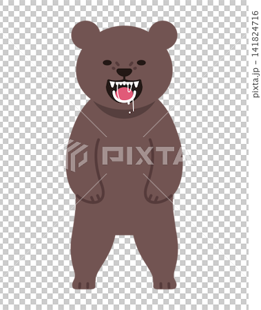 凶暴そうなヒグマのイラスト 141824716